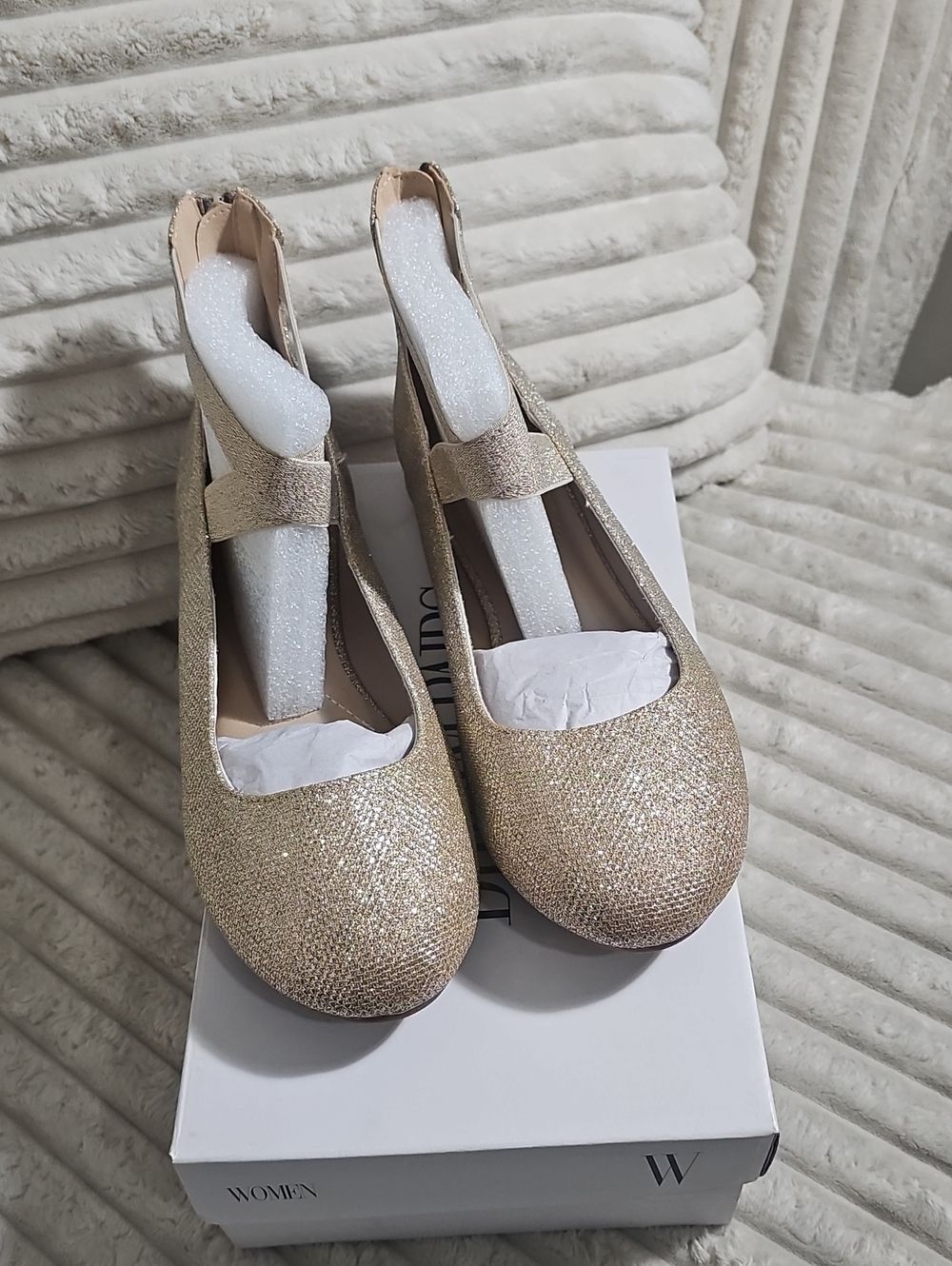 Dream Pairs Womens Glitter Gold Mary Jane Flats
